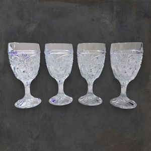 Crystal‎ D'Adriana Luna Set of 4 Clear Wine Water Glass Goblet Stemware 5.75"